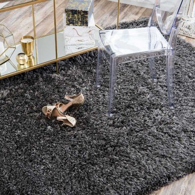 Super Soft black long pile shag rug