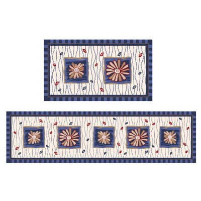 Modern printed wine bottle kitchem mat set