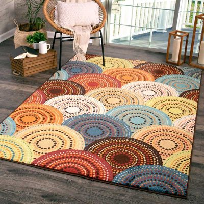 Modern Bright Dotted Circles Area Rug