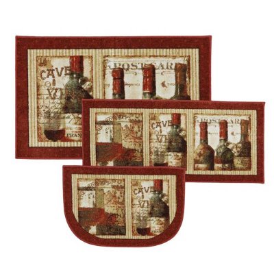French Cellar Kitchen Mat Accent Area Rug Set