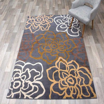 Custom polyester printed flower design home rugs