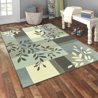 Leaf Block Indoor Living Room Area Rug