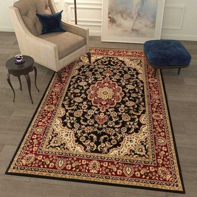 Oriental Floral Motif Detailed Classic Pattern Antique Living Room Bedroom