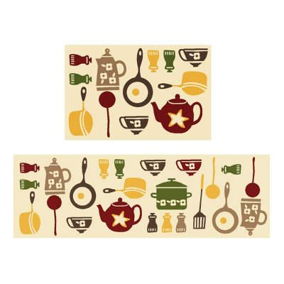 Modern printed wine bottle kitchem mat set