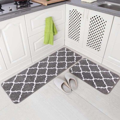 Moroccan Trellis Non Slip Kitchen Rug Set