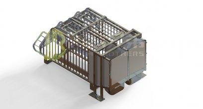The free-access gestation stall designed and manufactured by Debabrother allows sows to enter and exit freely for feeding in open gestation pens without disturbance.