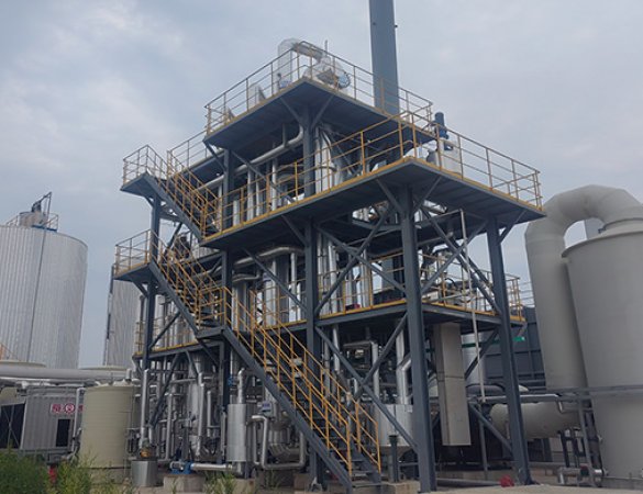 Triple-effect forced circulation evaporator