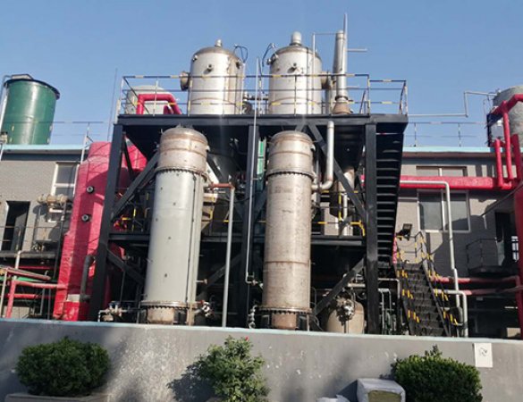 Tubular falling film double-effect evaporator