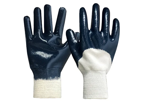 Knit wrist cuff Waterproof Oil Resistant Nitrile Coated Cotton Knitted Gloves