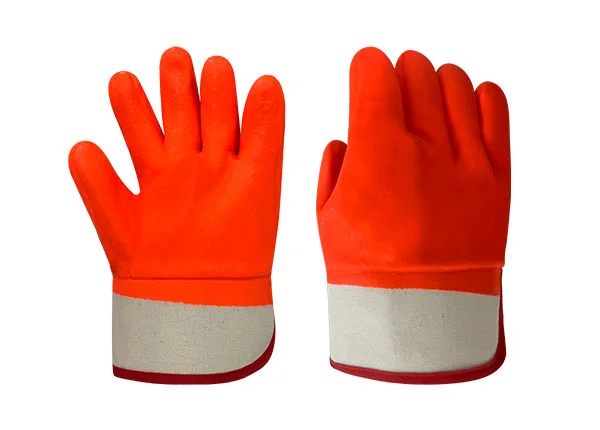 HI-VIS Orange Sandy PVC coated Industrial Chemical Resistant Safety Work Gloves
