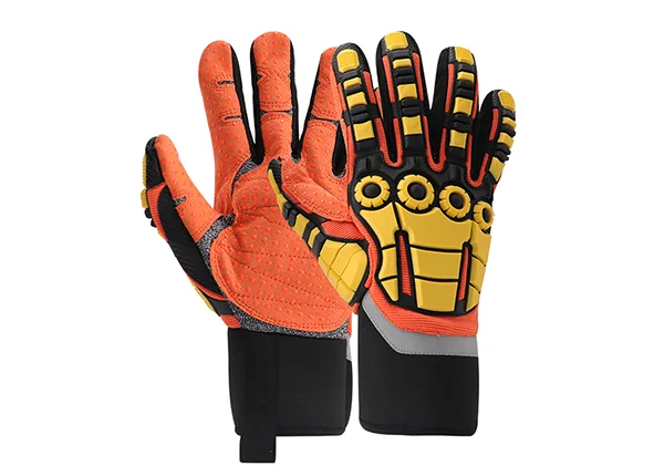 Orange TPR impact-resistant and cut-proof petroleum safety gloves