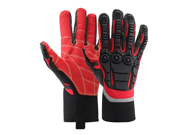Red TPR impact-resistant and cut-proof petroleum safety gloves