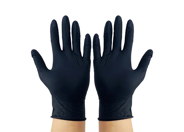 Black disposable nitrile gloves