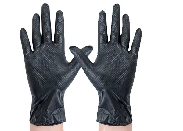 Black diamond pattern disposable nitrile gloves