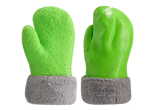 Detachable inner warm PVC mittens with particles