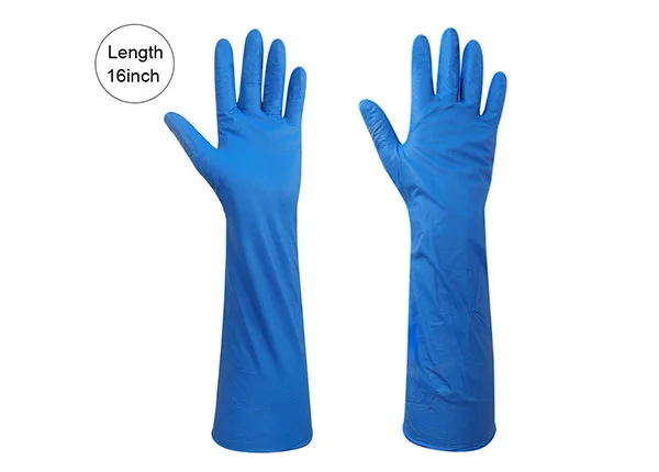 16 inch multi-purpose disposable blue nitrile gloves