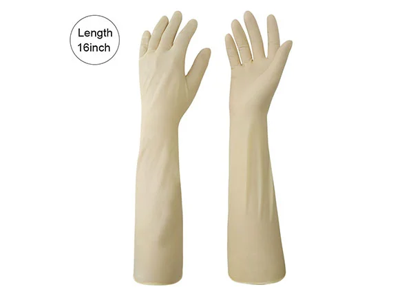 16 inch multi-purpose disposable yellow latex gloves