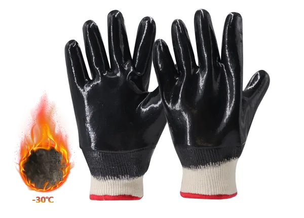 Fully Nitrile coating Curing Gloves with Fleece Lining & Knitted Cuff