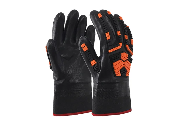 Safety Cuff Nitrile Curing Coated Impact Resistant Gloves with TPR Padding & Cotton Lining