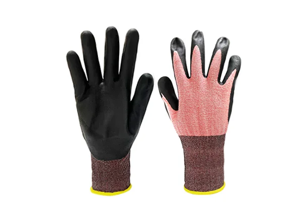 Anti cut Level 5 21gauge nylon/spandex knitted line micro-foam nitrile coated gloves
