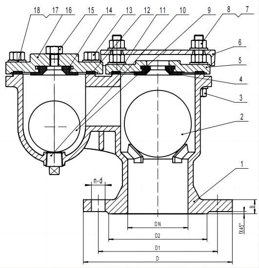 Cast-Iron-Double-Spheres-Flange-Air-Valve-ductile-iron-valve-body