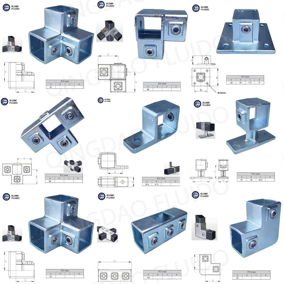 Galvanized Square Key Clamp Fittings TEE AND ELBOW