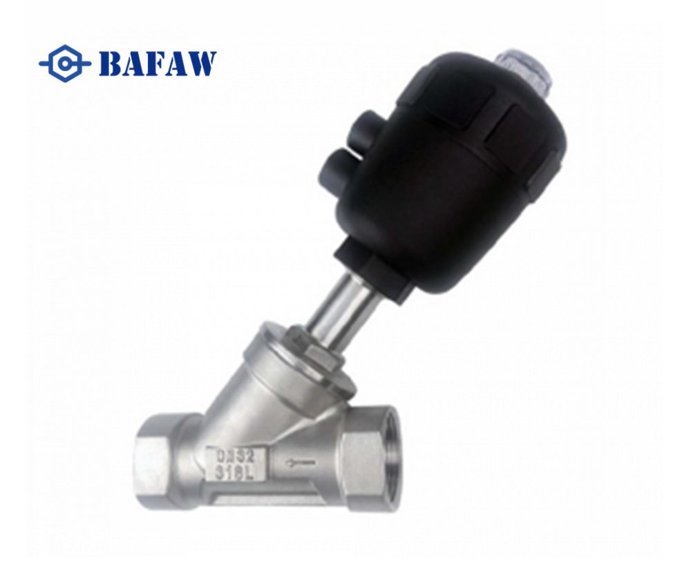 Plastic head pneumatic thread angle seat valve