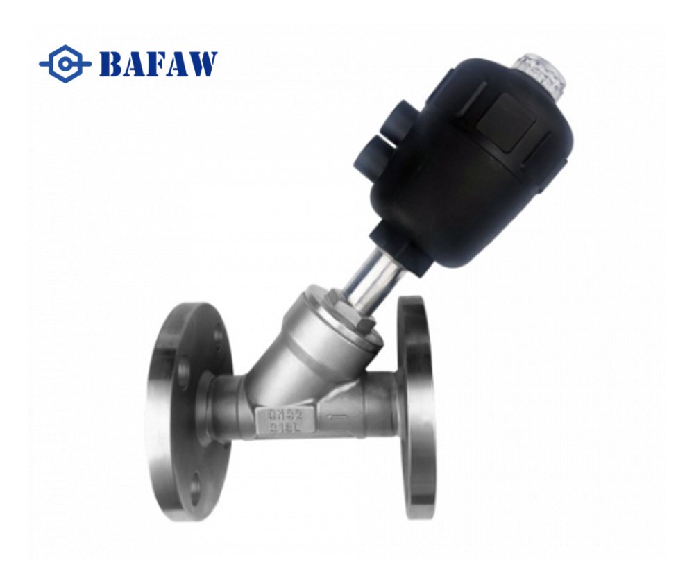 Plastic head pneumatic flange angle seat valve