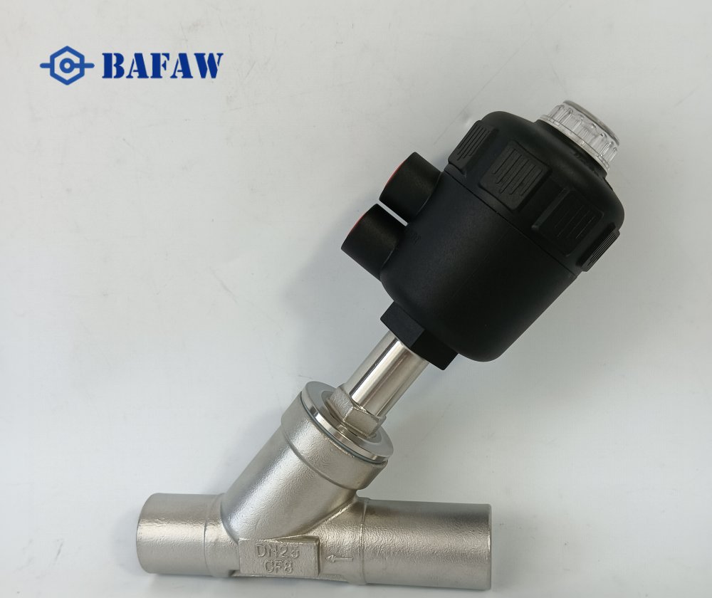 Plastic head pneumatic quick-install angle seat valve-3