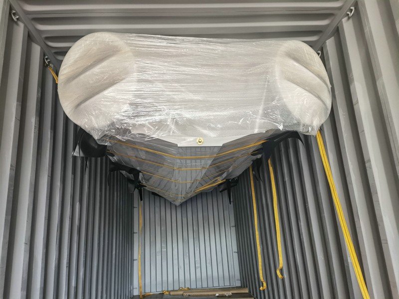 Protective packing materials securing NAVISOUL boat