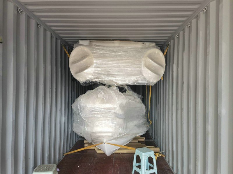 Protective packing materials securing NAVISOUL boat