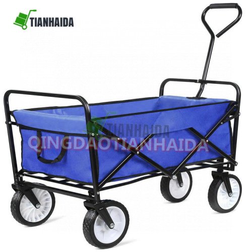 TC1011   Blue   Folding Utility Wagon Garden Beach Cart All-Terrain Wheels Removable Cover New