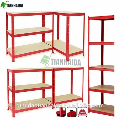 Red 5 Tier Heavy Duty Garage Metal Boltless Warehouse steel library grating storage shelves 