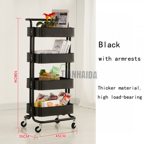 4 Tier Rolling Metal Utility Cart Metal Craft Storage Organizer with Wheels SC1356