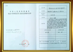 The customs registration certificate