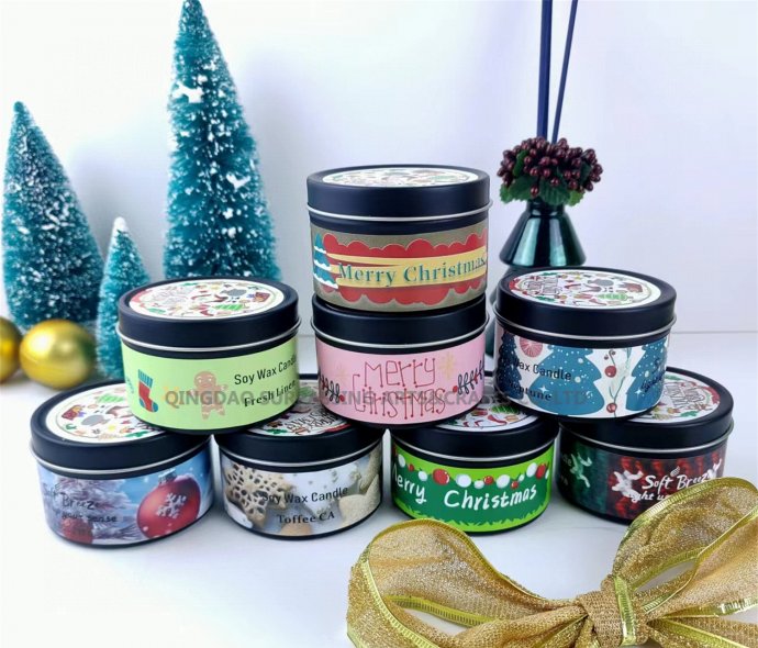 C25T001 soy wax christmas scented tin candle gift set